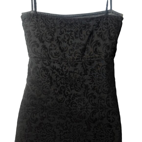Y2K Allure Velvet & Satin Black Shimmer Slip Dress Fairygoth Dark Romantic S - Picture 8 of 13